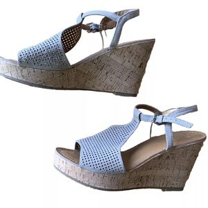 Franco Sarto Clinton2 Beige Tan Mesh Wedge Sandals Size 10M